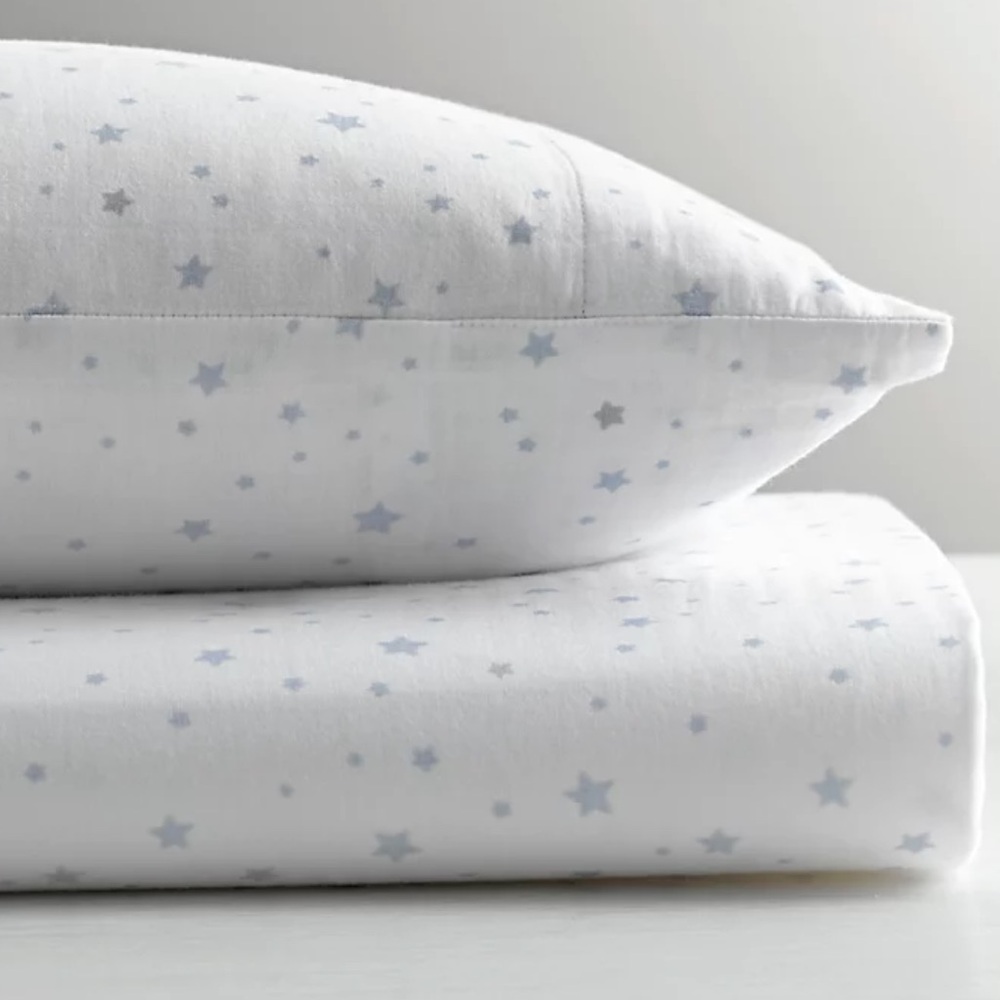 Restoration Hardware Star Print Pillow Case - White and French Blue/Grey